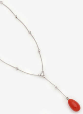 Elegantes Diamant-Collier mit Koralle - Foto 1