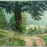 Painting “Landscape with a tree”, Canvas, Oil painting, 20th Century Realism, деревенский пейзаж, Russia, 2020-21г. - photo 3