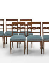 Six chairs with back in carved wood