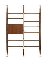 Two-module bookcase with a cabinet with two doors and ten shelves