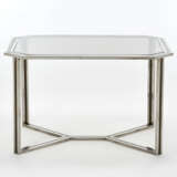 Table with aisi steel and brass structure, smoked beveled glass top - Foto 1