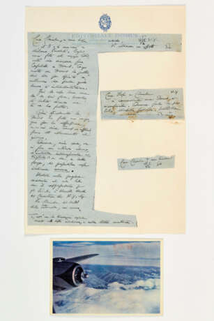 Gio Ponti. Lot consisting of a circulated postcard and a collage of a letter dated 25 - photo 1