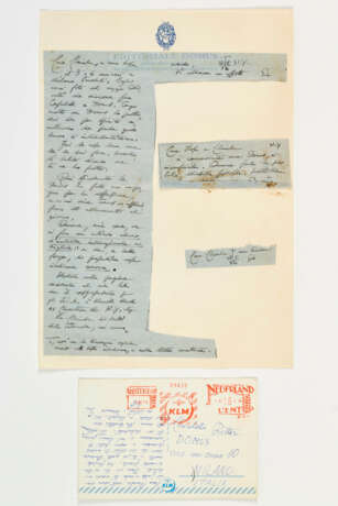 Gio Ponti. Lot consisting of a circulated postcard and a collage of a letter dated 25 - Foto 2