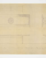 Disegno d'insieme per il tavolo da pranzo Technical drawing in orthogonal projection of the table in Zentner house