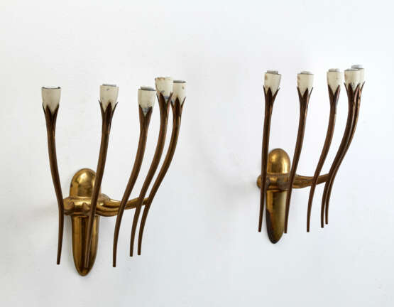 Oscar Torlasco. Pair of wall lamps and five flames - photo 1