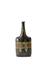 Bottle vase with flattened body and narrow neck