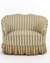 Upholstered sofa with truncated cone legs