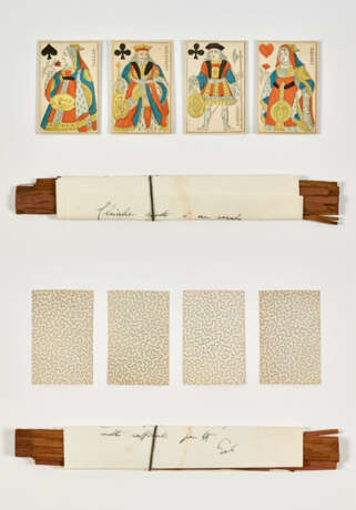 Gio Ponti. Cardboard folder containing a total of twenty-one sheets, including greeting cards, letters, minutes and a drawing, combined with two travel envelopes, an invitation card, four playing cards and a note containing pieces of bark - фото 23