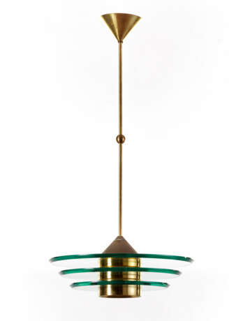 Suspension lamp composed of three disks with a sloping diameter, in very thick ground and tempered crystal - photo 1