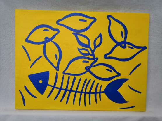 Картина «Лимоны и рыба», Холст, Акриловые краски, Модерн, Бытовой жанр, Украина, 2020 г. - фото 1