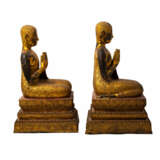 Paar Mönche aus Bronze. THAILAND/RATANAKOSIN, 19. Jahrhundert/frühes 20. Jahrhundert. - Foto 6
