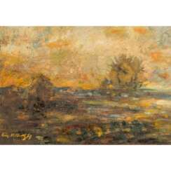 VOLLRATH, CONRAD (1884-1979), "Uferpartie mit vereinzelten Sträuchern",