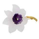 Brosche "Blume" aus Bergkristall, Amethyst - photo 2