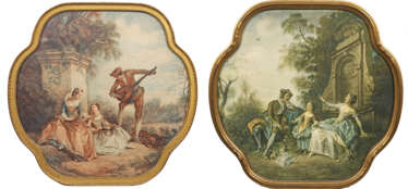 Zwei vierpassige Bilder im Louis-XVI-Stil