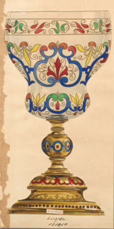 Musterblatt von Fritz Heckert mit Darstellung eines Pokals - Foto 1