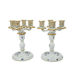 HEREND Paar 4-flammige Kerzenleuchter 'Kornblume', 20. Jahrhundert