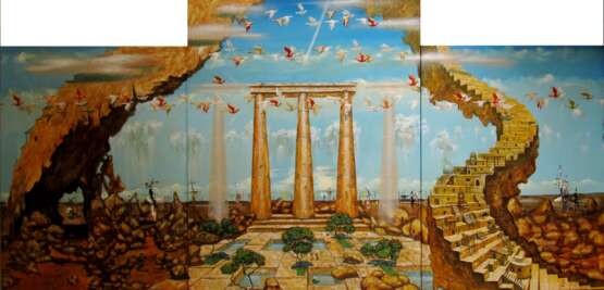 Painting “Stairway to Heaven”, Set of 3 pcs., Oil on canvas, Surrealism, philosophical theme, Ukraine, 2021 - photo 1