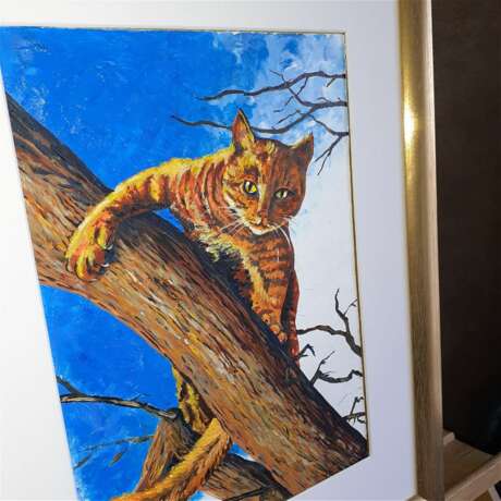Painting “Cat in the tree”, Primed fiberboard, Oil on fiberboard, Contemporary realism, анималистика, Russia, 2021 - photo 8