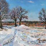 Painting “Millers in winter”, Fiberboard, Oil paint, Expressionist, Landscape painting, Ukraine, 2021 - photo 1