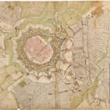 Handgezeichneter und kolorierter Plan der Festung Landau - photo 1