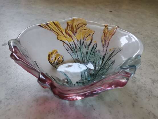 antike “Fruit bowl ca 1920 Emille Galle?”, Émile Gallé (1846 - 1904), Colored glass, Art Nouveau (1880-1910), Decorative composition, France, 1910 - photo 2