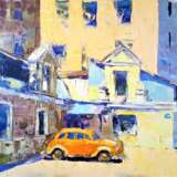 Painting “Sunny courtyard”, Cardboard, Oil on fiberboard, Impressionist, Cityscape, Russia, 2021 - photo 1