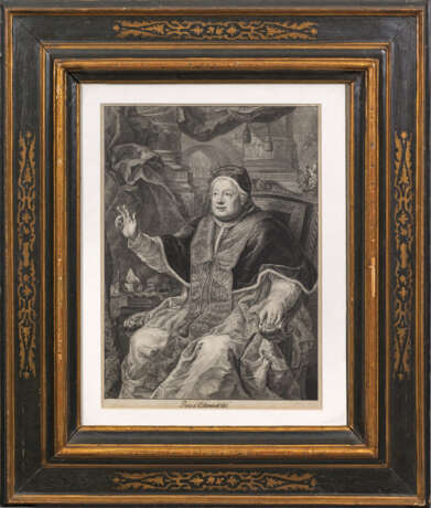 Rahmen mit Portrait-Kupferstich Papst Clemens XIII. - Foto 1