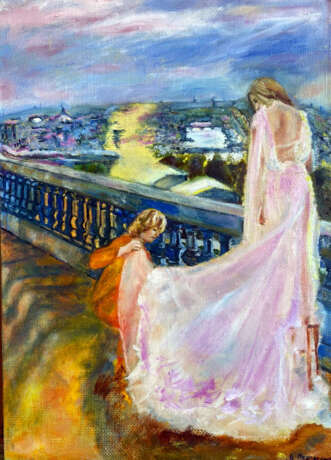 Painting “Fitting a wedding dress”, масло на холсте, Oil painting, авторская живопись, Portrait, Russia, 2021 - photo 1