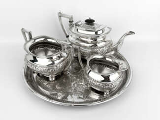 Чайный набор,  4 pcs., Lee & Wigfull Ltd, Silver plated metal, Англия, 1872