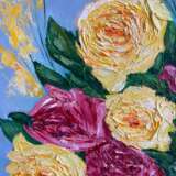 Painting “Roses in a vase”, Canvas on the subframe, Oil, Impressionist, цветочная композиция, Russia, 2021 - photo 4