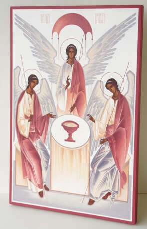 Icon “Holy Trinity”, Wood, Acrylic, Neo-Byzantine, Religious genre, Ukraine, 2021 - photo 3