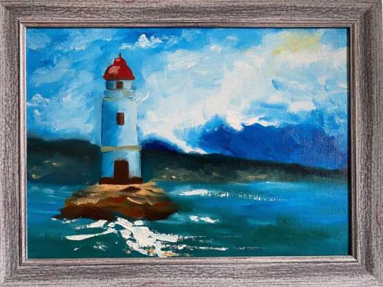 Painting “Oil painting Lighthouse”, Canvas on cardboard, Oil, Impressionist, Marine, Russia, 2019 - photo 1