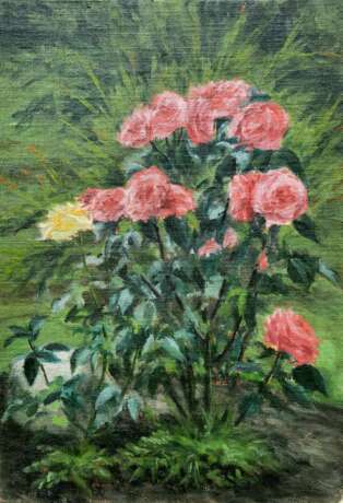 Painting “Roses in the garden”, холст на ДВП, Oil on canvas, Realist, Landscape painting, Byelorussia, 2021 - photo 1