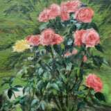 Painting “Roses in the garden”, холст на ДВП, Oil on canvas, Realist, Landscape painting, Byelorussia, 2021 - photo 1