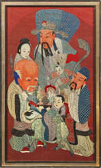 Chinesisches Stickbild auf Seide mit figuraler Szene