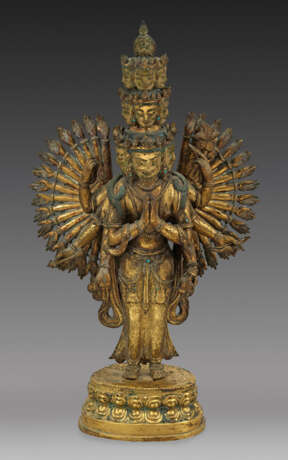 Tibeto-chinesische Figur "Elfköpfige-Avalokitesvara" - photo 1