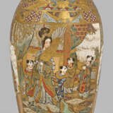 Satsuma-Jaki-Vase mit Samurai-Szenen - photo 1