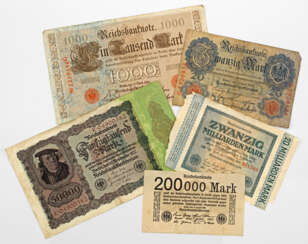 Sammlung Reichsbanknoten und Notwechselgeldscheine