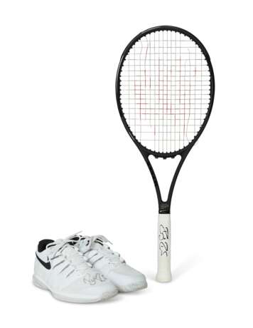 ROGER FEDERER'S CHAMPION SNEAKERS AND RACKET - photo 1
