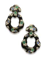MARINA B 'FUJIYAMA' ENAMEL, SAPPHIRE, DIAMOND AND EMERALD EARRINGS