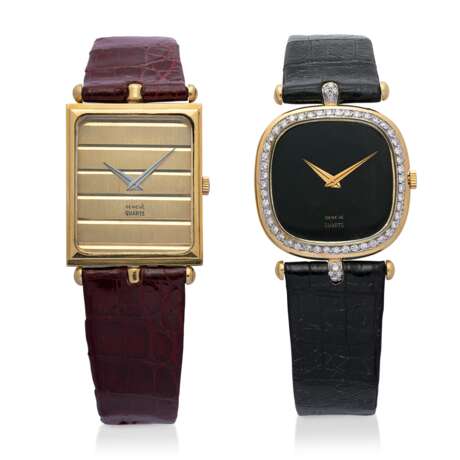 NO RESERVE - GOLD AND DIAMOND WRISTWATCH; TOGETHER WITH A GOLD WRISTWATCH - Foto 1