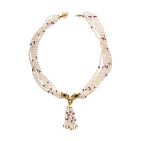 NO RESERVE - SEED PEARL, RUBY AND DIAMOND NECKLACE - фото 2