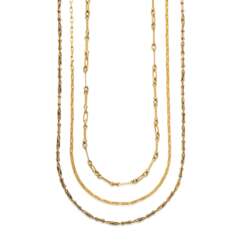 NO RESERVE - THREE GOLD LONG NECKLACES