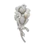 NO RESERVE - DIAMOND AND CULTURED PEARL BROOCH - Foto 1