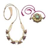 NO RESERVE - ENAMEL, MULTI-GEM AND SEED PEARL NECKLACE; TOGETHER WITH AN ENAMEL AND MULTI-GEM BOX - photo 1