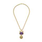 NO RESERVE - AMETHYST, CITRINE AND DIAMOND PENDENT NECKLACE - photo 1