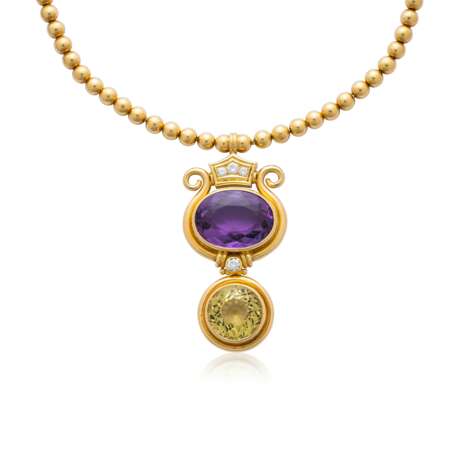 NO RESERVE - AMETHYST, CITRINE AND DIAMOND PENDENT NECKLACE - фото 3