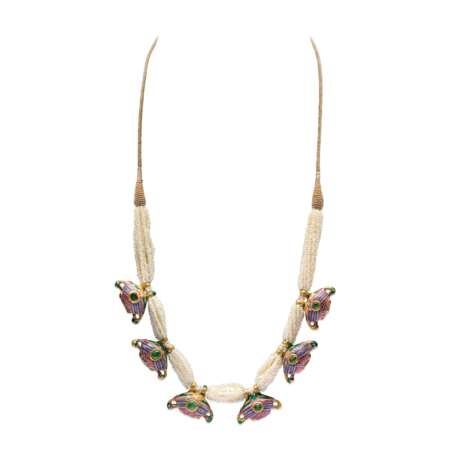 NO RESERVE - ENAMEL, MULTI-GEM AND SEED PEARL NECKLACE; TOGETHER WITH AN ENAMEL AND MULTI-GEM BOX - photo 6