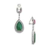 NO RESERVE - EMERALD, RUBY AND DIAMOND EARRINGS - Foto 2