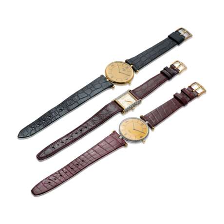 NO RESERVE - TWO GOLD AND DIAMOND WRISTWATCHES; TOGETHER WITH A GOLD WRISTWATCH - фото 2